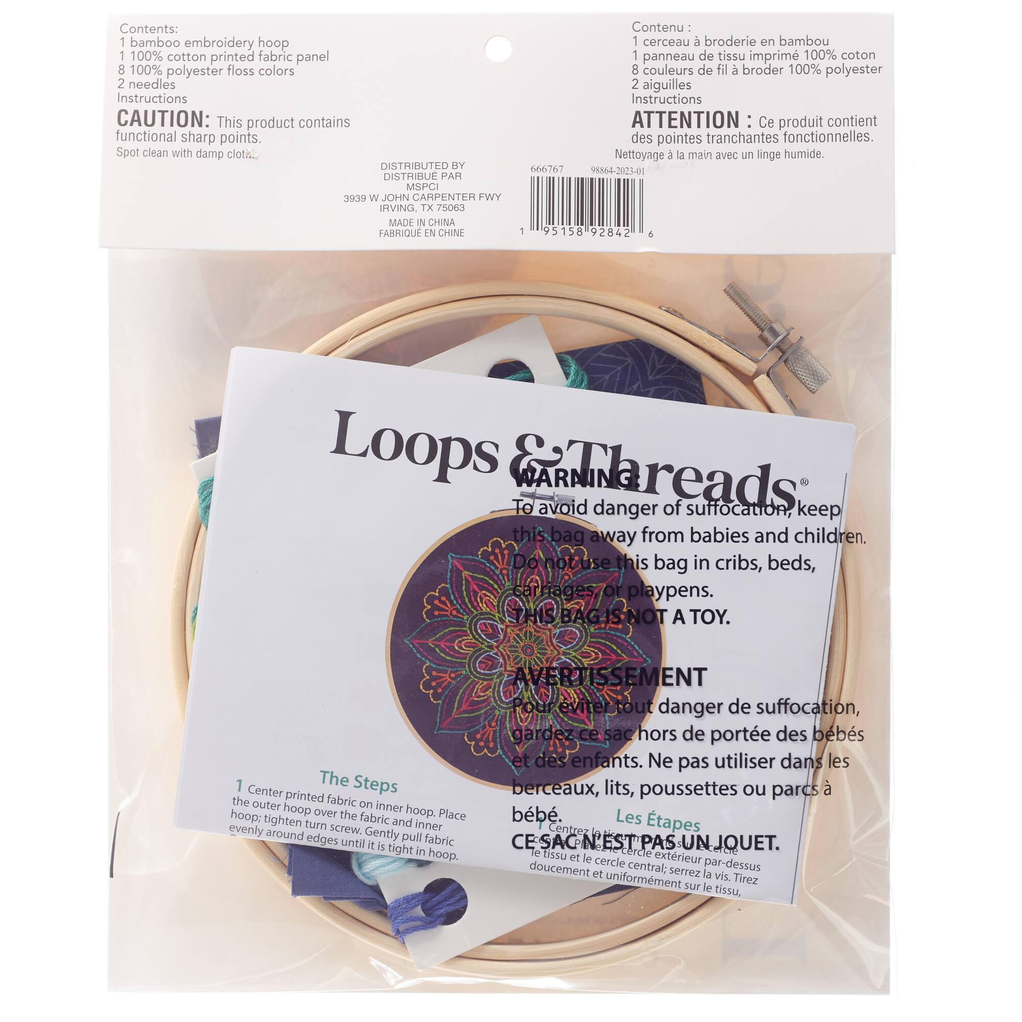 6" Neon Mandala Embroidery Kit by Loops & Threads®